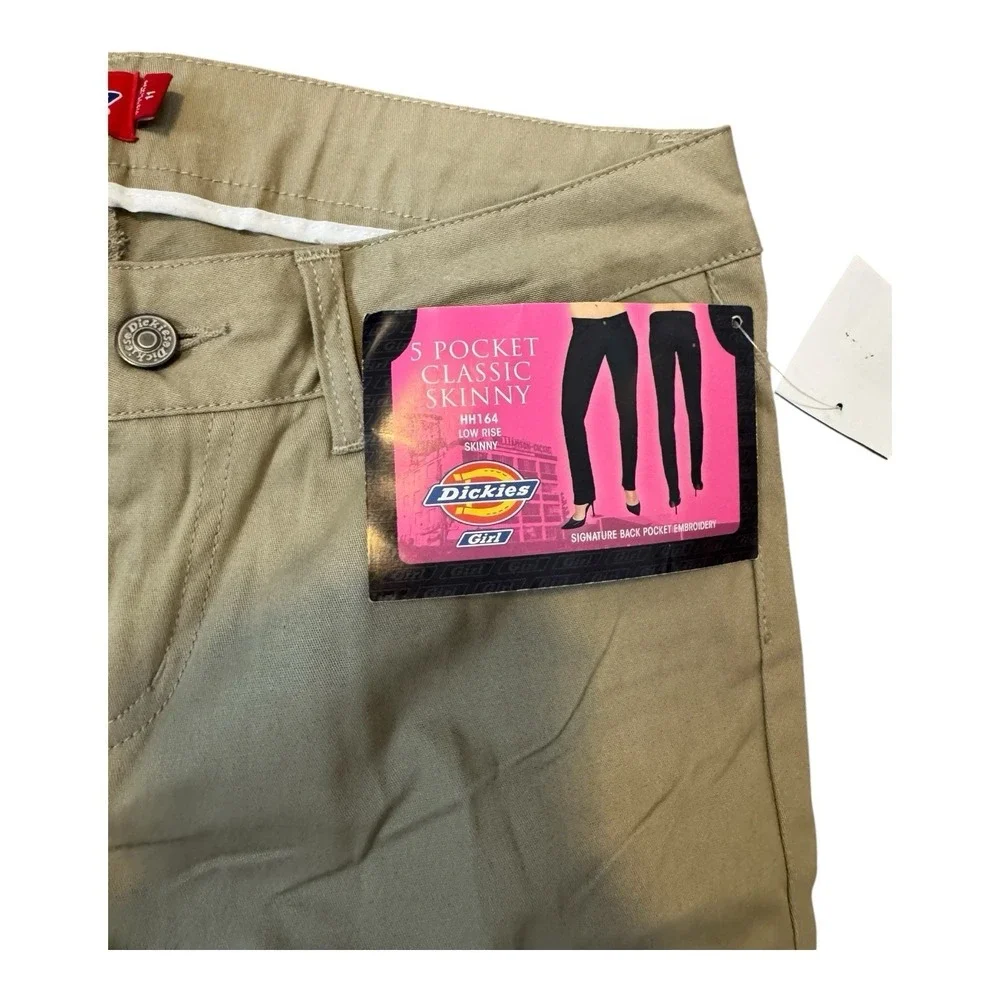 🔥Dickies Skinny🖤🤑Khaki Pants 5-Pocket Low Rise Skater Aesthetic Chino Uniform